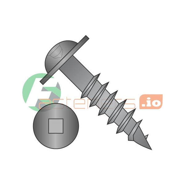 Newport Fasteners Wood Screw, #8, 3-1/2 in, Black Oxide Steel Flange Round Head Square Drive, 1300 PK 409825 - main